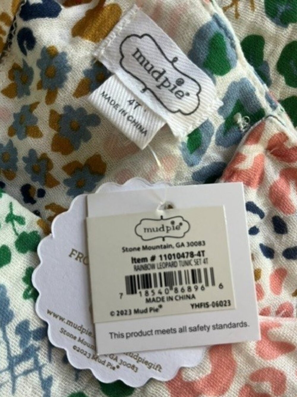 NWT Mud Pie Toddler GIrl's Rainbow Leopard Tunic Set Size 4T - Picture 4 of 5